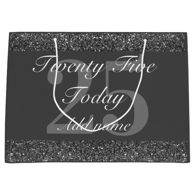 Personalisierte Geburtstagsgeschenktasche 25. Große Geschenktüte (Vorderseite)