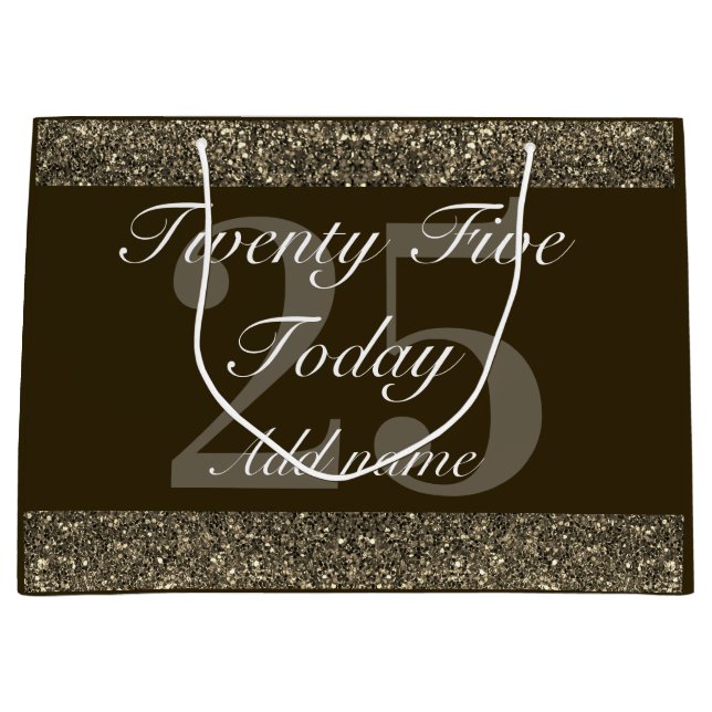 Personalisierte Geburtstagsgeschenktasche 25. Große Geschenktüte (Vorderseite)