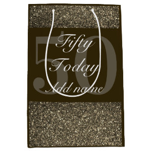Personalisierte Geburtstagsgeschenktasche 50. Mittlere Geschenktüte