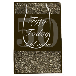 Personalisierte Geburtstagsgeschenktasche 50. Mittlere Geschenktüte