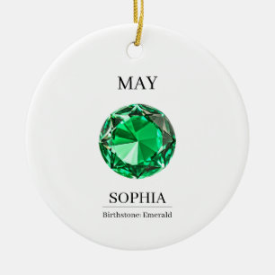 Personalisierte Geburtstagskarte Mai Smaragd Keramik Ornament