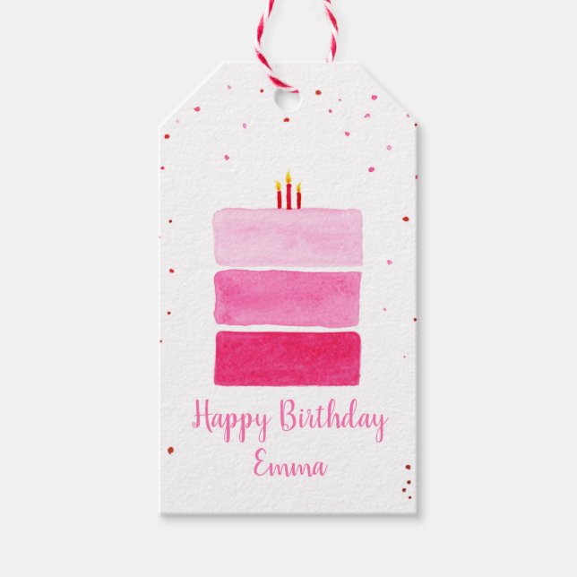 Personalisierte Geburtstagskuchen Geschenkanhänger (Vorderseite)