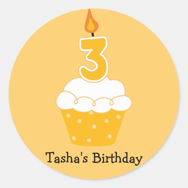 Personalisierte Geburtstagskupcake-Aufkleber Runder Aufkleber (Vorderseite)