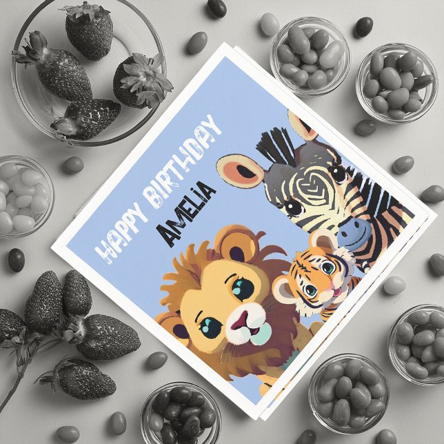 Personalisierte Geburtstagspartei von Wildtieren Serviette (Von Creator hochgeladen)