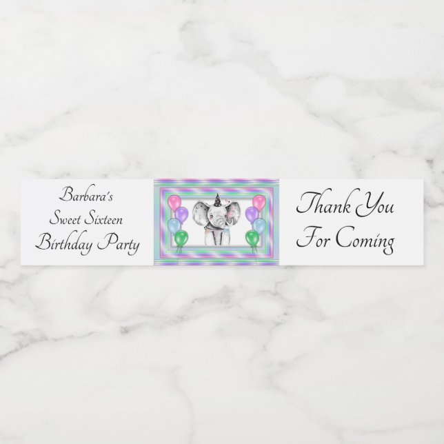 Personalisierte Geburtstagspartei Wasserflaschenetikett (Einzelnes Label)