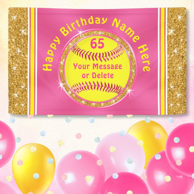 Personalisierte Geburtstagsparty-Dekorationen Banner (Personalized, Softball Birthday Banner. Softball Birthday Party Ideas. Softball themed party. Decor.)
