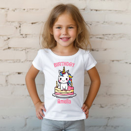 Personalisierte Geburtstagsparty von Unicorn Girl T-Shirt
