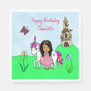 Personalisierte Geburtstagsparty von Unicorn und F Serviette