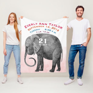 Personalisierte Geburtsurkunde Statistiken Elefant Fleecedecke