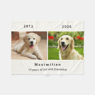 Personalisierte Gedenk-Decke mit 2 Fotos für Hunde Fleecedecke