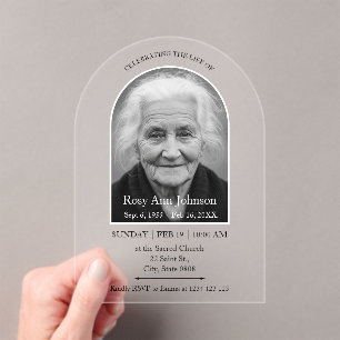 Personalisierte Gedenk Funeral-Foto Acryleinladungen