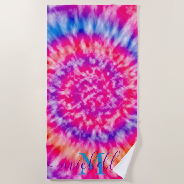 Personalisierte Gefärbte Krawatte Strandtuch (Vorderseite)