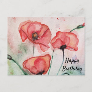 Personalisierte Gefühlskarte Wasserfarbe Mohn Postkarte