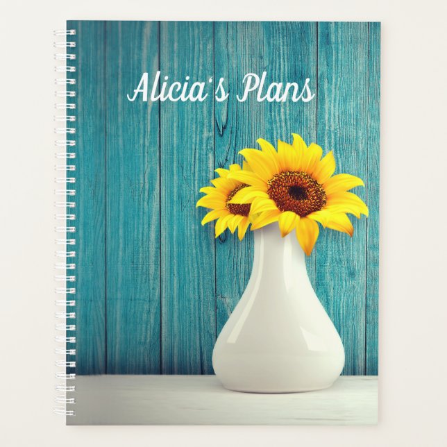 Personalisierte gegossene Sonnenblume Planer (Vorderseite)