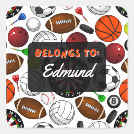 Personalisierte GEHEIMNISSE AN Sportaufkleber Quadratischer Aufkleber