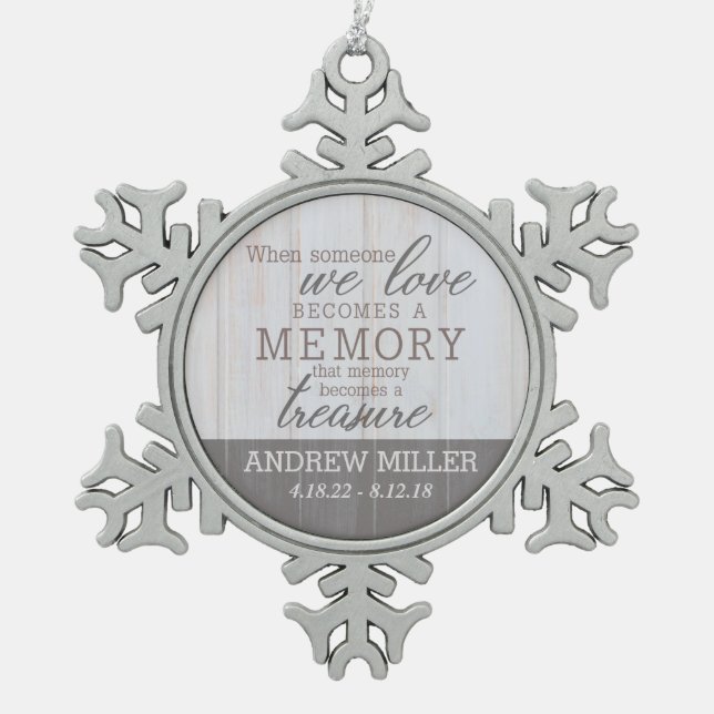 Personalisierte gehütete schneeflocken Zinn-Ornament (Vorderseite)