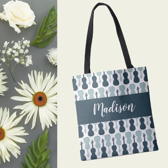 Personalisierte Geigenmusik oder Instrumentenmusik (Personalized violin or viola tote bag.)
