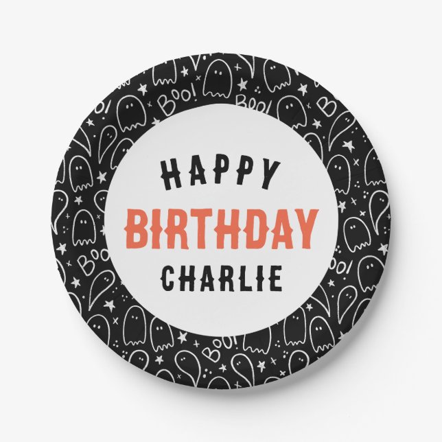 Personalisierte Geister Kids Halloween Geburtstag Pappteller (Vorderseite)
