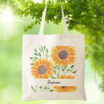 Personalisierte Gelbblütenblätter Tragetasche<br><div class="desc">Diese einzigartige Tasche ist mit einer Aquarellblume und einem Laub-Muster in Gelb- und Grüntönen dekoriert. Einfach anpassbar. Weil wir unsere Kunstwerke erstellen,  werden Sie dieses exakte Bild von anderen Designern nicht finden. Original Wasserfarbe © Michele Davies.</div>