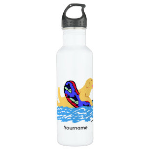 Personalisierte gelbe Labrador-Schwimmen Trinkflasche