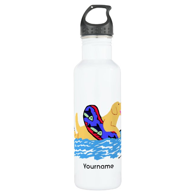 Personalisierte gelbe Labrador-Schwimmen Trinkflasche (Vorderseite)