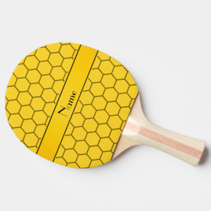 Personalisierte gelbe Namensbienenwabe Tischtennis Schläger