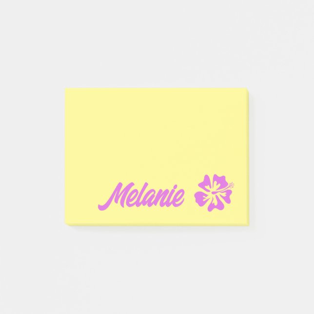 Personalisierte gelbe Post-it®-Noten mit Blume Post-it Klebezettel (Vorderseite)