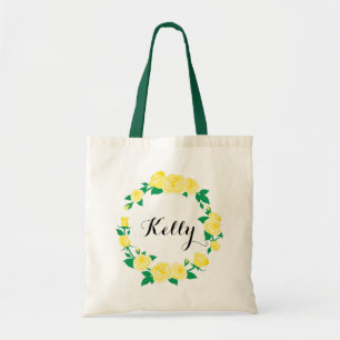 Personalisierte gelbe Rosen-BlumenTaschen-Tasche Tragetasche