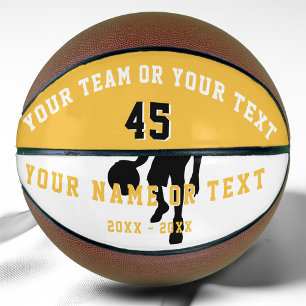 Personalisierte gelbe Spielersilhouette Team Kinde Basketball