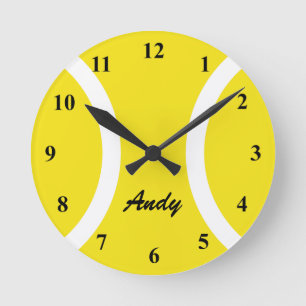 Personalisierte gelbe Tennisball-Wanduhr Runde Wanduhr