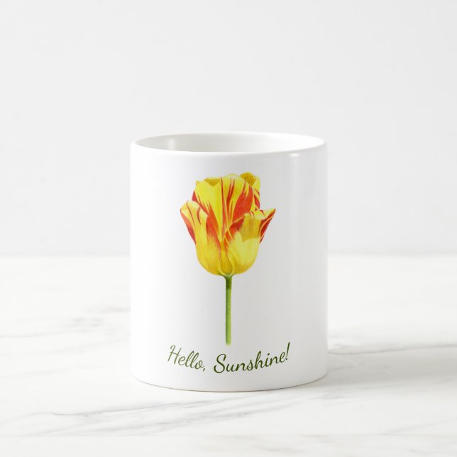 Personalisierte gelbe und rote Tulpe Kaffeetasse (Mittel)
