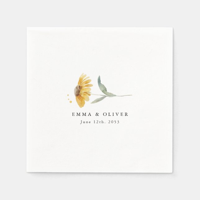 Personalisierte gelbe Wildblumen-Sonnenblumen-Hoch Serviette (Vorderseite)
