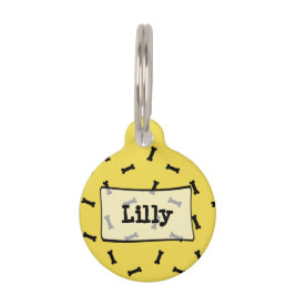 Personalisierte gelber Hundeknochen-niedliche Tiermarke