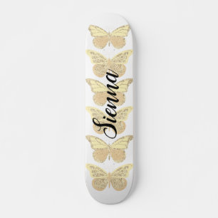Personalisierte Gelbgold-Schmetterlinge Skateboard