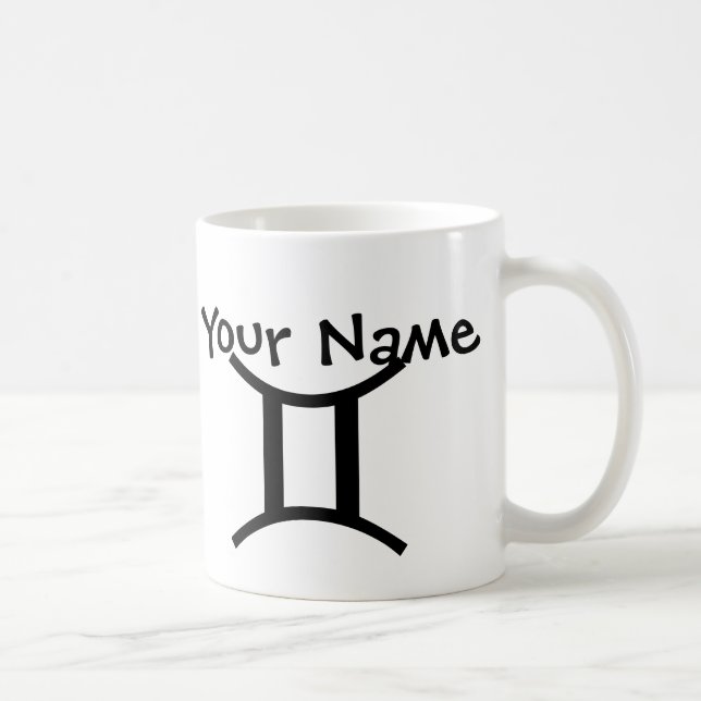 Personalisierte Gemini-Tasse - Schwarz-Weiß-Zodiak Kaffeetasse (Rechts)