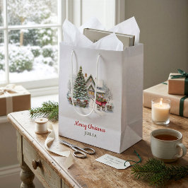 Personalisierte gemütliche Cottage-Weihnachtsgesch Mittlere Geschenktüte