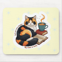 Personalisierte gemütliche dreifarbige Katze Lesem Mousepad