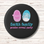personalisierte Gender-Offenbarung, Taste für Gend<br><div class="desc">personalisierte Genderoffenbarung,  Geschlechtszuführung,  blau oder rosa,  Mädchen oder Junge,  Party mit Babydusche</div>