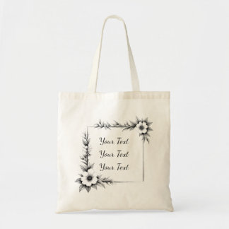 Personalisierte geometrische Blumenrahmen-Tasche Tragetasche