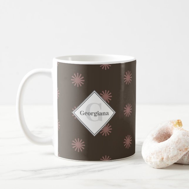 Personalisierte geometrische, neutrale, braune Son Kaffeetasse (Mit Donut)