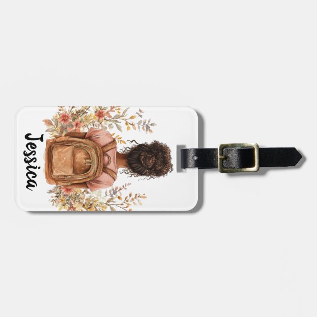 Personalisierte Gepäckmarke - Schwarze Frau Gepäckanhänger (Vorderseite horizontal)