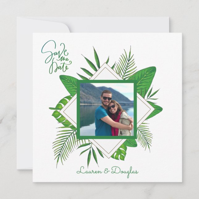 Personalisierte Gerahmte Paare Foto Save the Date Einladung (Vorderseite)