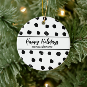 Personalisierte Geschäftlich Schwarz-Weiß Neujahr Keramik Ornament