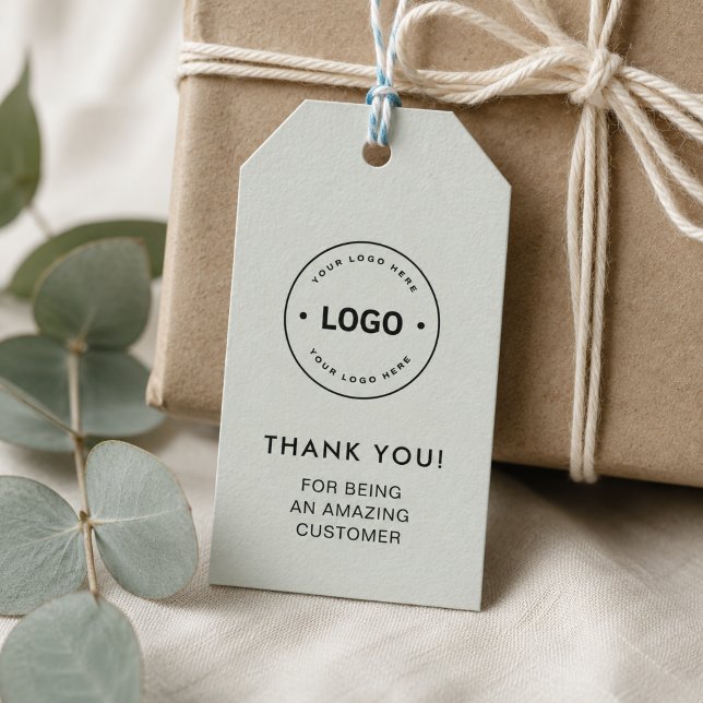 Personalisierte Geschäftsetiketten in Salbeigrün Geschenkanhänger (Personalized Business Logo Sage Green Gift Tags)