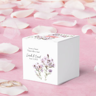 Personalisierte Geschenkbox - Elegante lila Blüten Geschenkschachtel