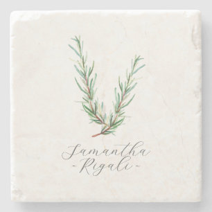 Personalisierte Geschenke Aquarell-Rosmarie Steinuntersetzer