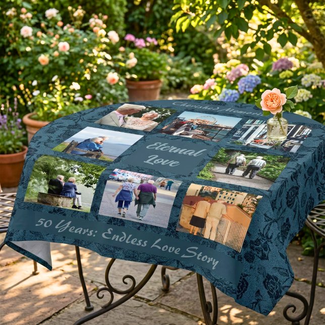 Personalisierte Geschenke für ältere Eltern grün Tischdecke (Personalized Gifts for Older Parents Couples Green Tablecloth)
