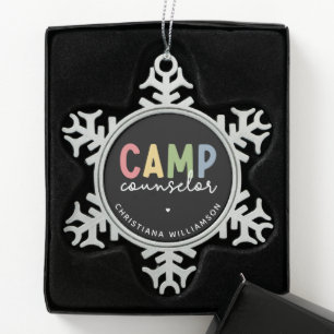 Personalisierte Geschenke für Camp-Berater Schneeflocken Zinn-Ornament