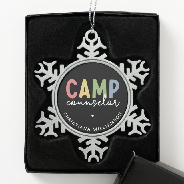 Personalisierte Geschenke für Camp-Berater Schneeflocken Zinn-Ornament (Box)