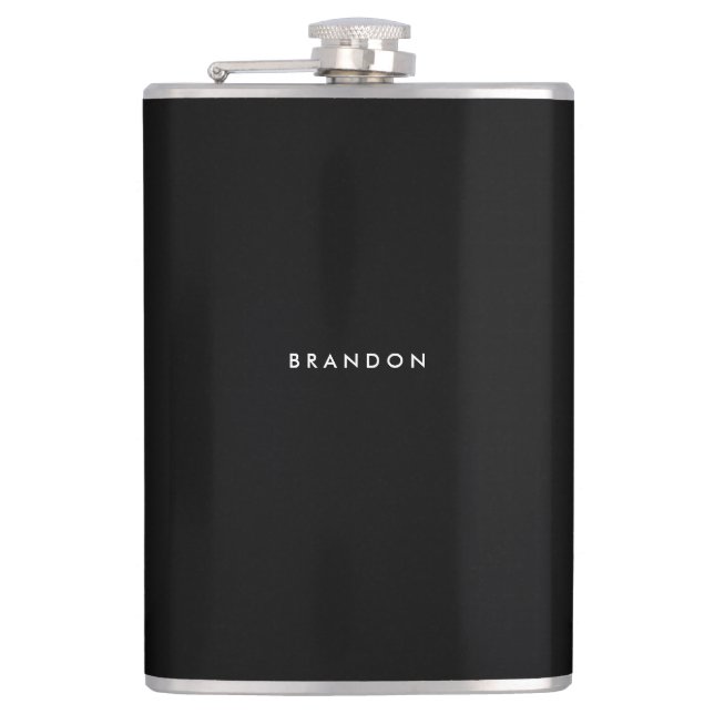Personalisierte Geschenke für Men Black Flask 8oz Flachmann (Vorderseite)